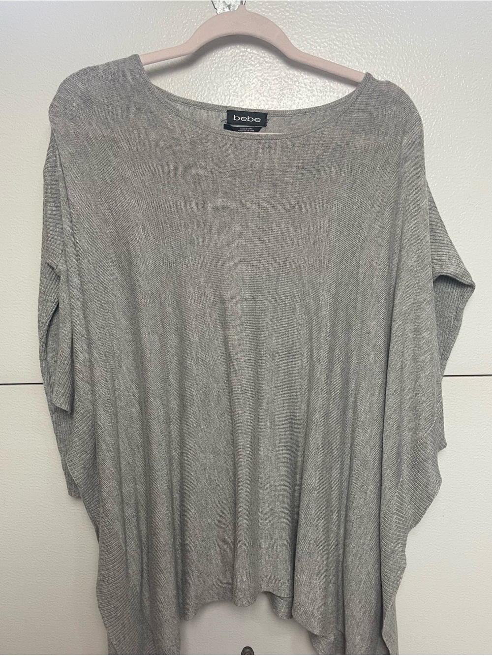 bebe Light Heather Gray Relaxed Knit Cocoon Top - Picture 2 of 10